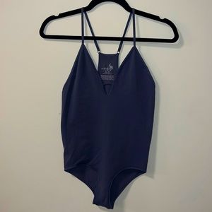 NWT Free People blue/grey V neck bodysuit, size M/L